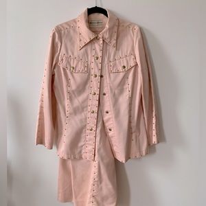 Vintage pink and gold western studded suit